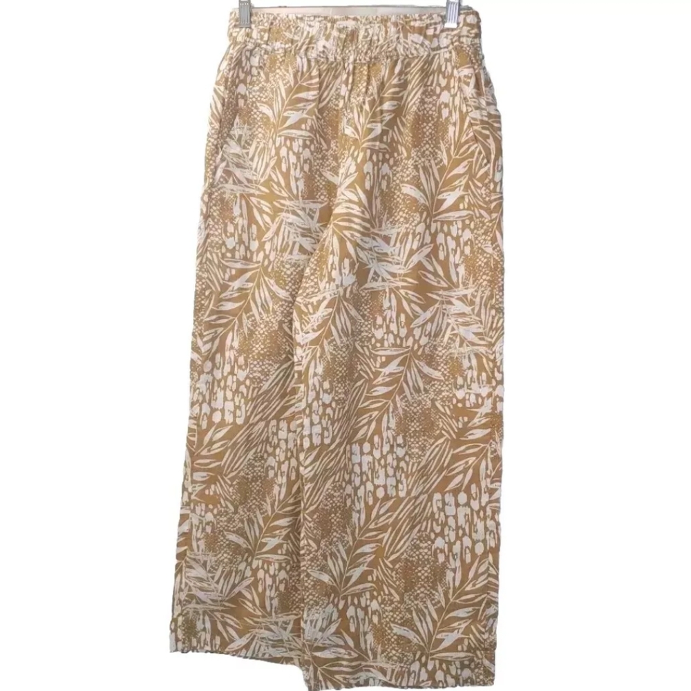 Y2k Christian Siriano Linen Baggy Wide Leg Pants Woman Small Botanical Tropical